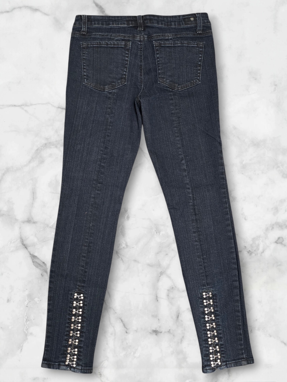 Jessica Simpson Y2K Black Skinny Jeans w/ Hook Detail Ankles Sz 29 Indie Sleaze